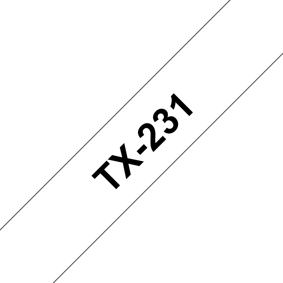 Casetă cu bandă de etichete originală Brother TX231 – negru pe alb de 12 mm lățime